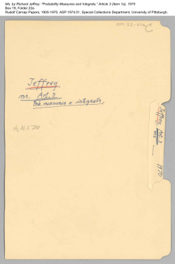 Ms. by Richard Jeffrey: &ldquo;Probability Measures and Integrals,&rdquo;