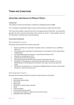 terms and conditions - Volleyball Australia