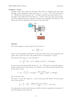 ELEC-E8405 Electric Drives Exercise 2 Problem 1: Gears Consider