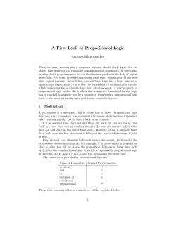 A First Look at Propositional Logic