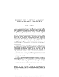 price-cost tests in antitrust analysis of single product loyalty
