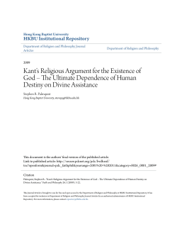 Kant`s Religious Argument for the Existence of God