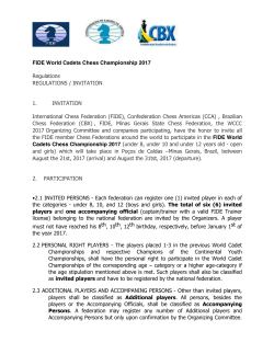 FIDE World Cadets Chess Championship 2017 Regulations