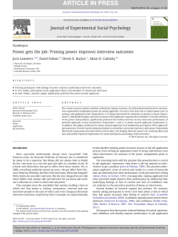 Power gets the job: Priming power improves interview outcomes