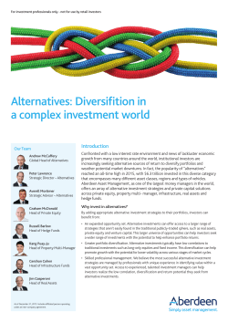 Alternatives: Diversifition in a complex investment world