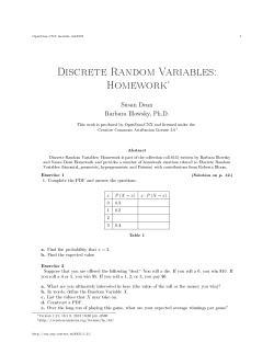 Discrete Random Variables: Homework