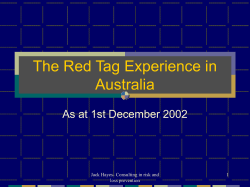 The Red Tag Experience in Australia