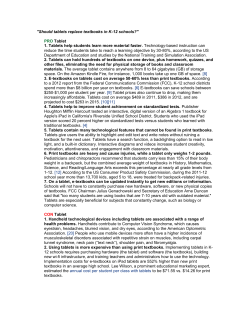 "Should tablets replace textbooks in K