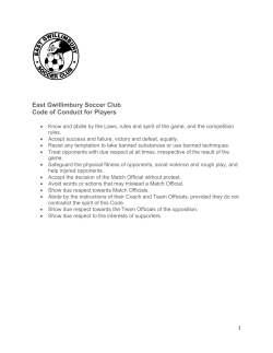 East Gwillimbury Soccer Club Code of Conduct for Players