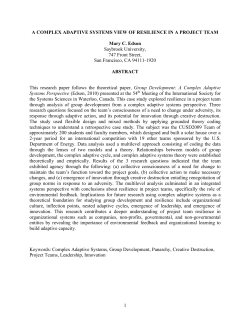 1 A COMPLEX ADAPTIVE SYSTEMS VIEW OF