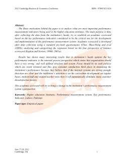 An Academic Scorecard for Performance Measurement of Higher