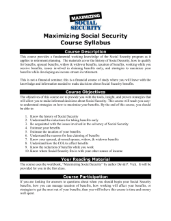 Maximizing Social Security - Adult Financial Education Services