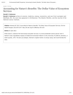 Accounting for Nature`s Benefits: The Dollar Value of Ecosystem