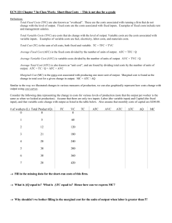 Econ 101 Chapter 9 In-Class Work part 2: Costs &ndash; not due for a grade