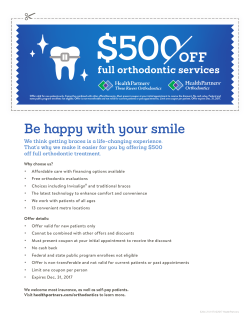 HealthPartners Orthodontic services coupon $500 off