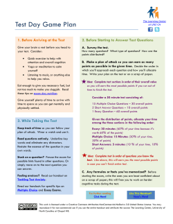 Test Day Game Plan - UNC Learning Center