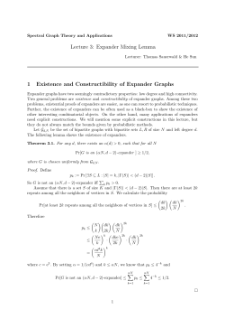 Lecture 3: Expander Mixing Lemma 1 Existence and Constructibility