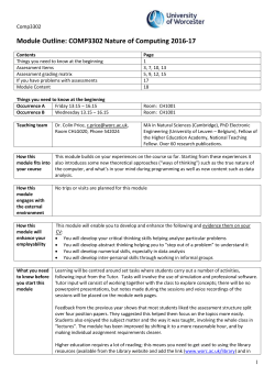 Module Outline and Assignment Brief
