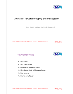 10 Market Power: Monopoly and Monopsony 08/03/2015 08/03/2015