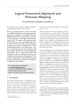 Logical Framework Approach and Outcome Mapping