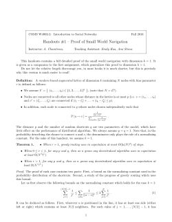 Handouts #1 &ndash; Proof of Small World Navigation