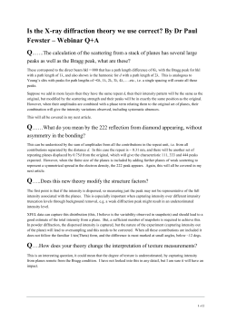 Is the X-ray diffraction theory we use correct? By Dr Paul Fewster