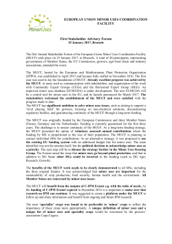 First Stakeholder Advisory Forum EUROPEAN UNION MINOR USES