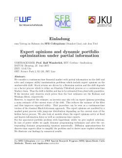 Einladung Expert opinions and dynamic portfolio optimization under