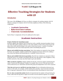 Effective Teaching Strategies for Students with LD
