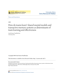 How do teams learn? shared mental models and transactive