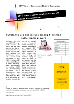 Substance use and misuse among Slovenian table tennis players