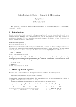 Introduction to Stata &ndash; Handout 2: Regression