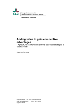 Adding value to gain competitive advantages