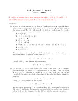 Math 210, Exam 1, Spring 2012 Problem 1 Solution 1. (a) Find an