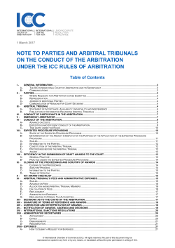 note to parties and arbitral tribunals on the conduct of the arbitration