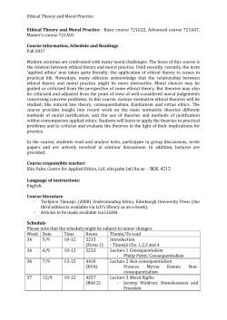 Ethical Theory and Moral Practice Ethical Theory and Moral