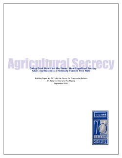Agricultural Secrecy - Center for Progressive Reform