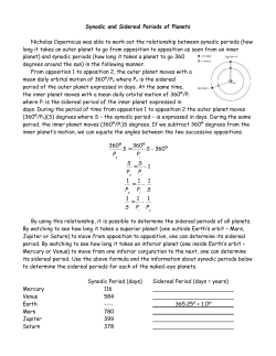 Synodic and Sidereal Periods of Planets