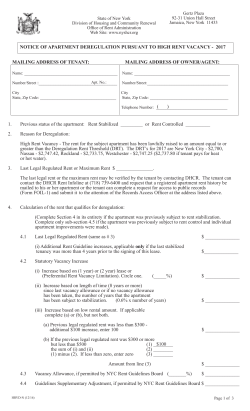 Notice of Apartment Deregulation Pursuant to High Rent Vacancy