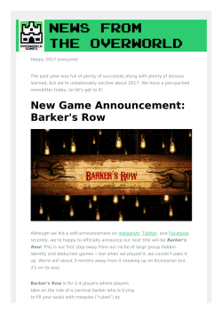 New Game Announcement: Barker`s Row