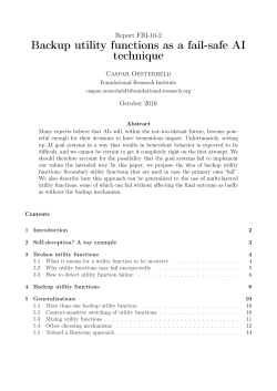 Backup utility functions as a fail-safe AI technique