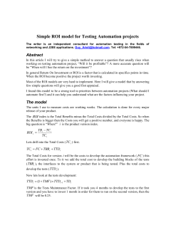 Simple ROI model for Testing Automation project