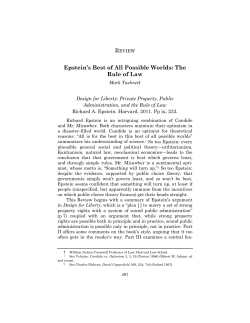 Epstein`s Best of All Possible Worlds: The Rule of Law