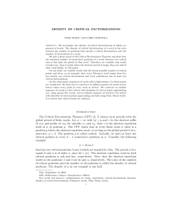DENSITY OF CRITICAL FACTORIZATIONS Introduction
