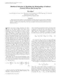 Multilevel Selection 4: Modeling the Relationship of