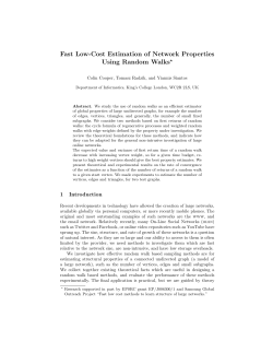 Fast Low-Cost Estimation of Network Properties Using Random Walks