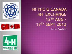 Canada 4H 12th Aug &ndash; 17th Sept