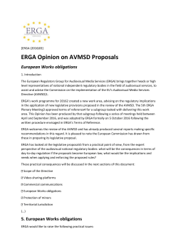ERGA Opinion on AVMSD Proposals European Works