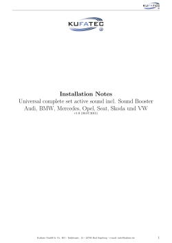 Installation Notes Universal complete set active sound incl. Sound