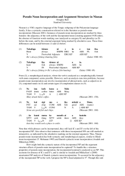 Pseudo Noun Incorporation and Argument Structure in Niuean